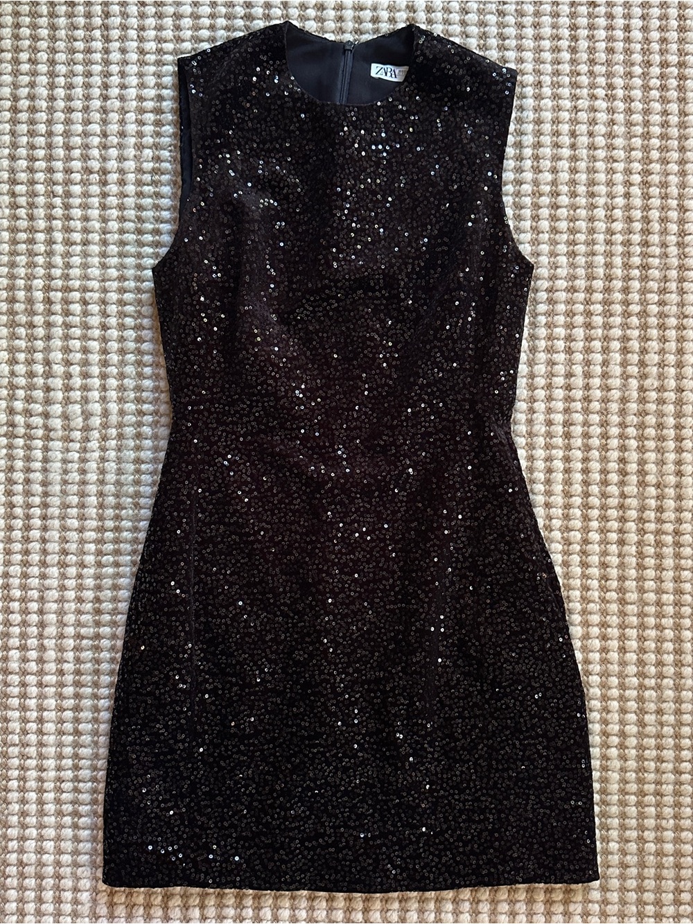 Zara Black Sequin Sleeveless Mini Dress